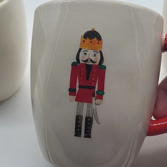 Rae Dunn Red Happy Holiday Nutcracker Mugs x 4 - Picture 9 of 9